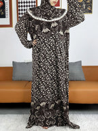 2023 Muslim Solid Cotton Abaya For Women Ramadan Prayer Garment Joint Hat Dubai Turkey Middle East Femme Robe Floral Loose Dress - Matrix-studios.com