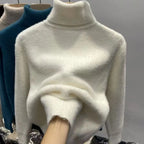 Women's Turtleneck Sweater Faux Mink Top for Women Solid Plush Thickened Warm Bottoming Shirts Basic Knitwear Thermal Pullovers - Matrix Studios