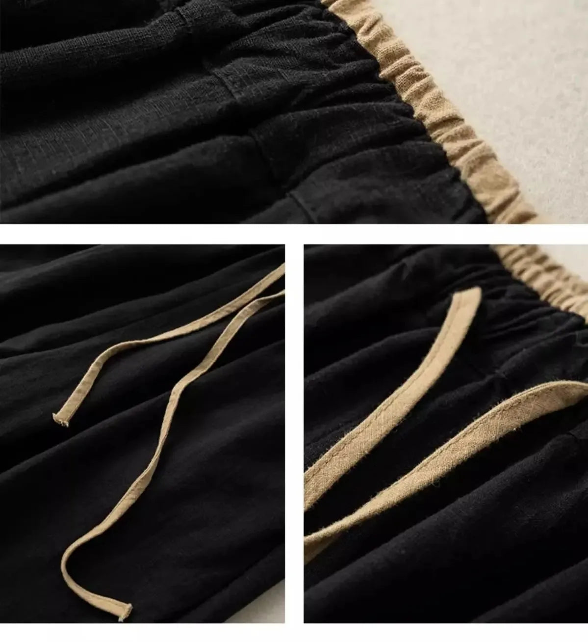 Summer Retro Cotton Linen Loose Harem Pants Elastic Drawstring Waist Casual Pants Basic Versatility Wide-leg Ankle-Length Pants - Matrix-studios.com