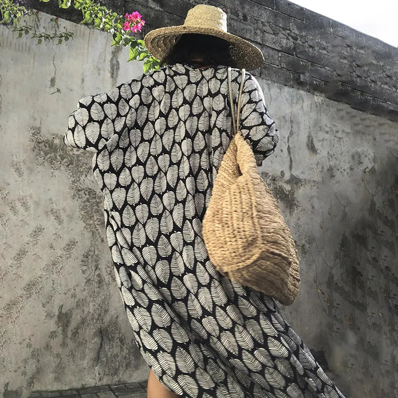 Beach Dress Tunic Cover up Embroidery Kaftan Saida de Praia Women Bikini Cover-up Pareo Sarong Beachwear - Matrix Studios