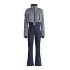 Elegant Print Thicken Women Ski Jumpsuit Full Sleeve Stand Collar Zipper Belt Long Romper 2025 Warm High Waist Female Rompers - Matrix Studios