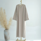 2024 New Modest Dress Solid Color Inner Dresses Muslim Women Dubai Abaya Eid Ramadan Islam Clothing Turkey Arabic Robe - Matrix-studios.com
