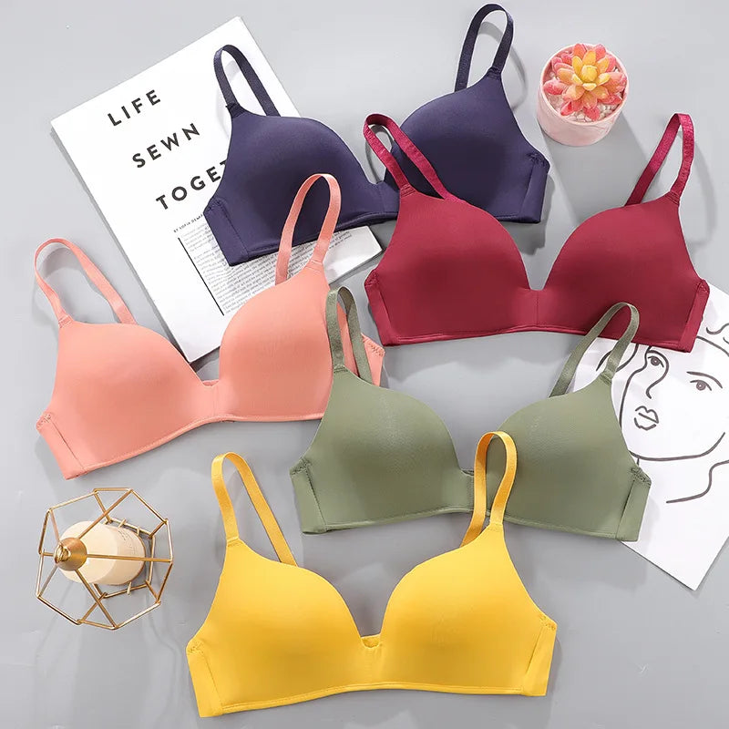 Women Seamless Bra Sexy No Wire Push Up Underwear Girls Students Breathable Thin 10 Colors Bras Female's Bra Breathable Gathered - Matrix Studios