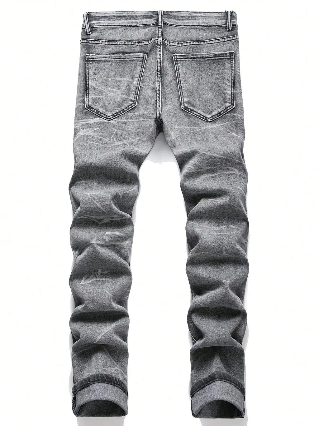 Men‘s Stretchy Denim Jeans Streetwear Tearing Patchwork Holes Ripped Denim Elastic Waist Casual Pants Slim fit Straight Trousers - Matrix Studios