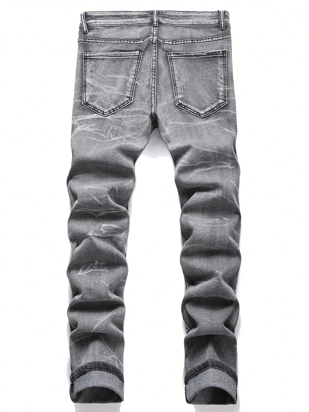 Men‘s Stretchy Denim Jeans Streetwear Tearing Patchwork Holes Ripped Denim Elastic Waist Casual Pants Slim fit Straight Trousers - Matrix Studios