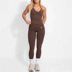 Women's Yoga Set Bum Balance Fitted Halter Tops & Shaping Pants 2pcs Yoga Sportwear Workout Gym Clothing High Waist Leggings Set - Matrix-studios.com