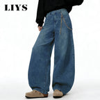LIYS American Retro Baggy Wide Leg Jeans Men's Streetwear Distressed Y2K Clothing Casual Daily Four Seasons Denim Pants Unisex - Matrix Studios