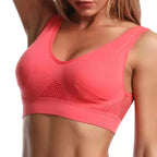 1pcs Women Sports Bra Large Size No Steel Ring Seamless Underwear Removable Chest Pad Runing Sport Hollow Mesh Vest Bras - Matrix Studios