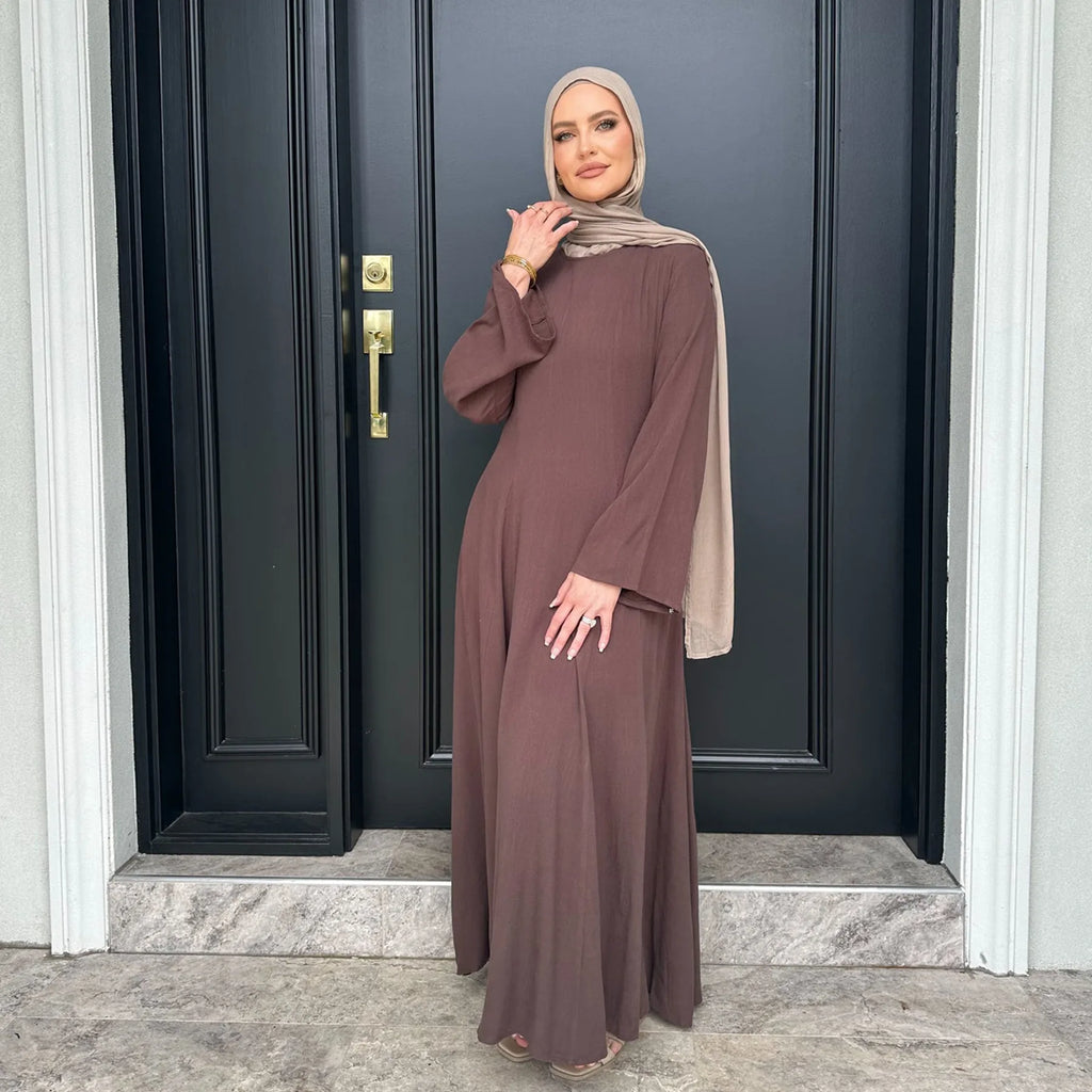 2025 Summer Arabic Muslim Women Modest Dress Eid Dubai Plain Abaya Islam Party Outfit Elegant Holiday Dresses Turkey Kaftan Robe - Matrix-studios.com