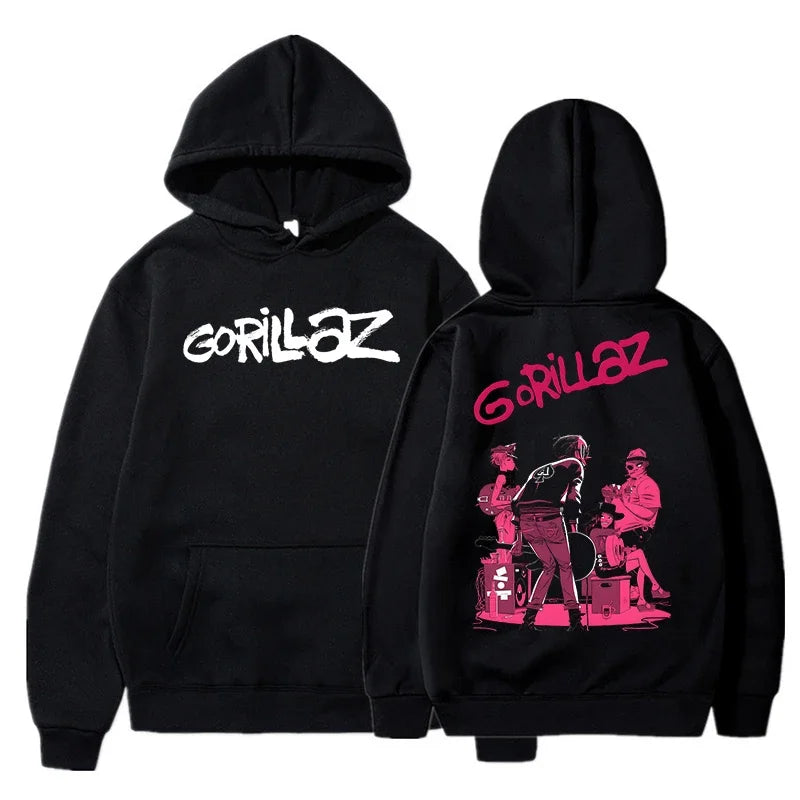 The Autumn and Winter Pullovers Long Sleeve Loose Soft Sweatshirt Streetwear Coat Gorillaz Printing Women and Men Hoode - Matrix Studios