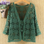 Hollow Out Shawl Knitting Cardigan Women's Sun Protection Clothing Coat 2025 New Summer Loose Casual All-match Ladies Jackets - Matrix Studios