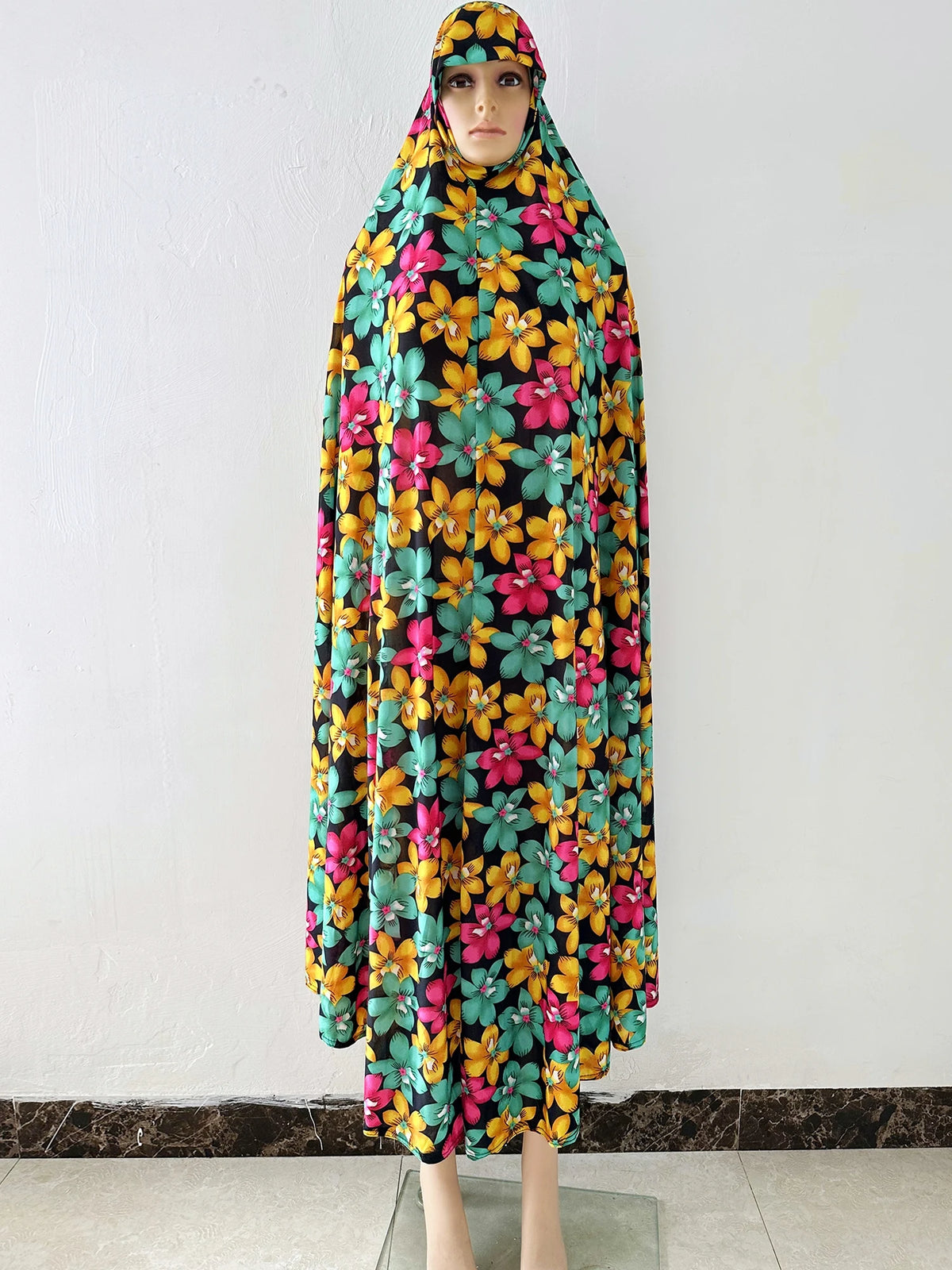 6XL  Muslim Womens Hooded Abaya African Sleeveless Prayer Garment Kaftan Dress With Hijab Floral Dubai Saudi Robe Ramadan - Matrix-studios.com