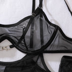 Sexy Mesh Breathable Lingerie Stockings Women's Shaping Ultra-thin Split Underwear Set Female Solid See Through Bra & Brief Sets - Matrix-studios.com