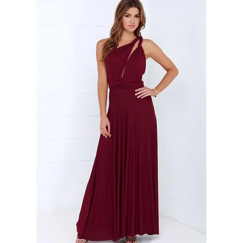 Fashion Multi-worn V-neck Vestidos De Fiesta Women Long Dress Sexy Strapped Lady Summer Maxi Dress - Matrix-studios.com