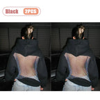 1/2PCS Fashionable Women’s Hoodie Solid Color Hollow Mesh Backless Sweatshirt for Fall and Winter Ideal Christmas Gift - Matrix Studios