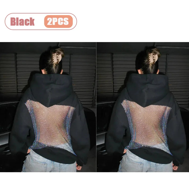 1/2PCS Fashionable Women’s Hoodie Solid Color Hollow Mesh Backless Sweatshirt for Fall and Winter Ideal Christmas Gift - Matrix Studios