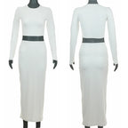 Womens Dress Sets Long Sleeve Crop Tops And Mid Calf Skirt Suit Fashion 2PCS Set Slim Office Lady Autumn Suits Clothing Q2418 - Matrix-studios.com