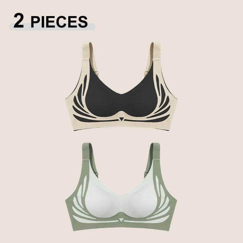 1/2Pcs/Set Women Push Up Bras Seamless Comfortable Angel Wings Bras Set Trendy Soft Breathable Underwear Female No Wire Lingerie - Matrix Studios