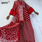 WINYI Summer Kimono Party Dress Beach Wear Swim Suit Cover Up Africa Women Boho Puff(ed) Sleeves Cardigan Sexy Holiday Kaftan - Matrix Studios