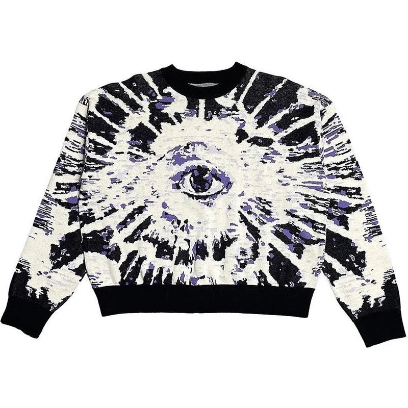 New Hip Hop Streetwear Knitted Sweater men Gothic portrait Print Pullover autumn Harajuku Cotton sweater women Oversized Sweater - Matrix Studios