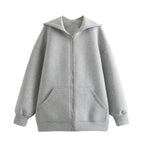 2024 Spring and Autumn New Casual Street Loose Oversize Hooded Zipper Hoodie Space Cotton Jacket Coat Lazy Women's Cardigan - Matrix Studios