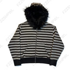 Women's 2025 Gothic Aesthetic Autumn Winter Fur Collar Hoodie Casual Slim Chic Design Cardigan Sweatshirt 2000s Harajuku Clothes - Matrix Studios