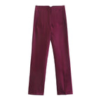 Willshela Women Fashion Straight Pants High Waist Front Zipper Trousers Vintage Full Length Female Chic Lady - Matrix-studios.com