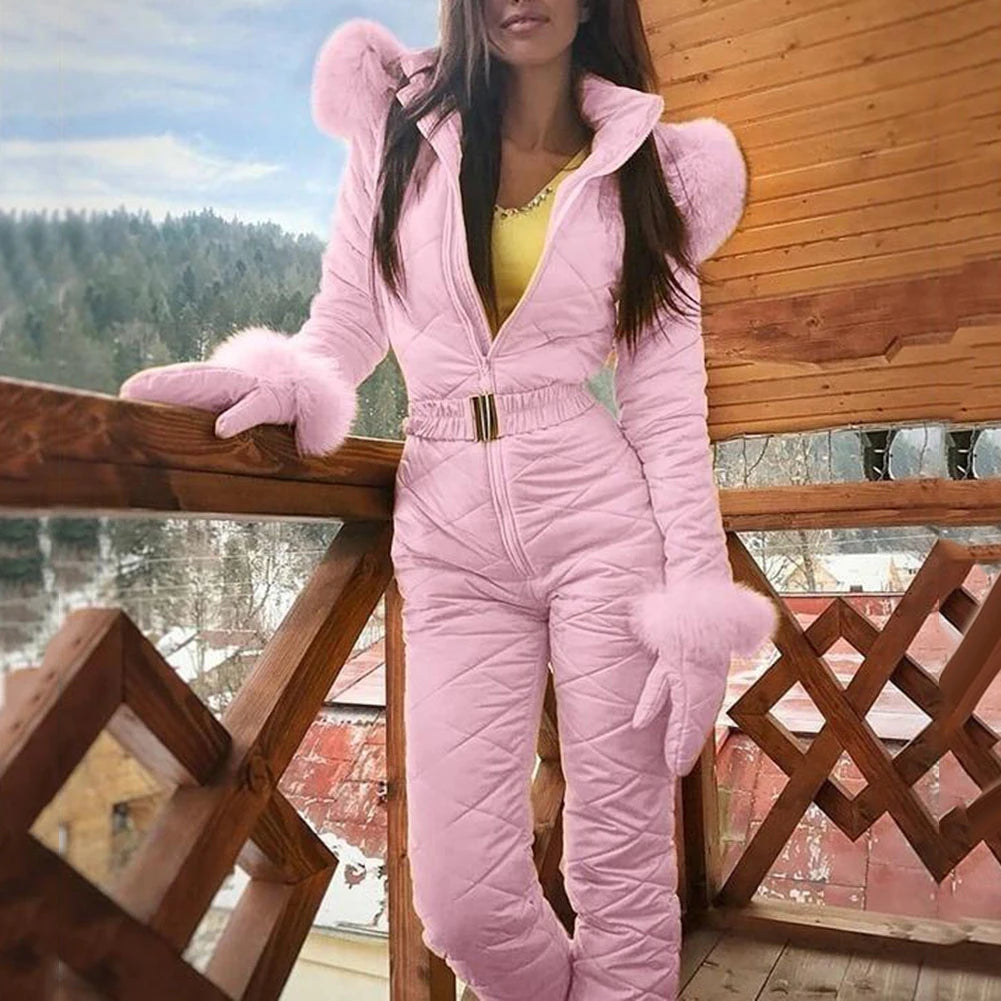 Winter Snowboard Jumpsuit Winter Outdoor Women's Hooded Jumpsuit Windproof Waterproof Ski Suit for Snowboarding Hiking Women Ski - Matrix Studios