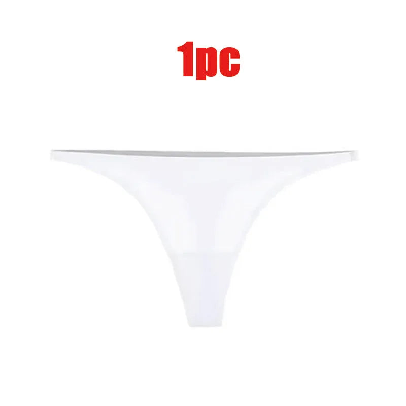 1-6pcs Seamless Panties Ice Silk Seamless Panties For Women Soft Thin Thongs Woman Satin Underwear Female Bikini String Panties - Matrix Studios