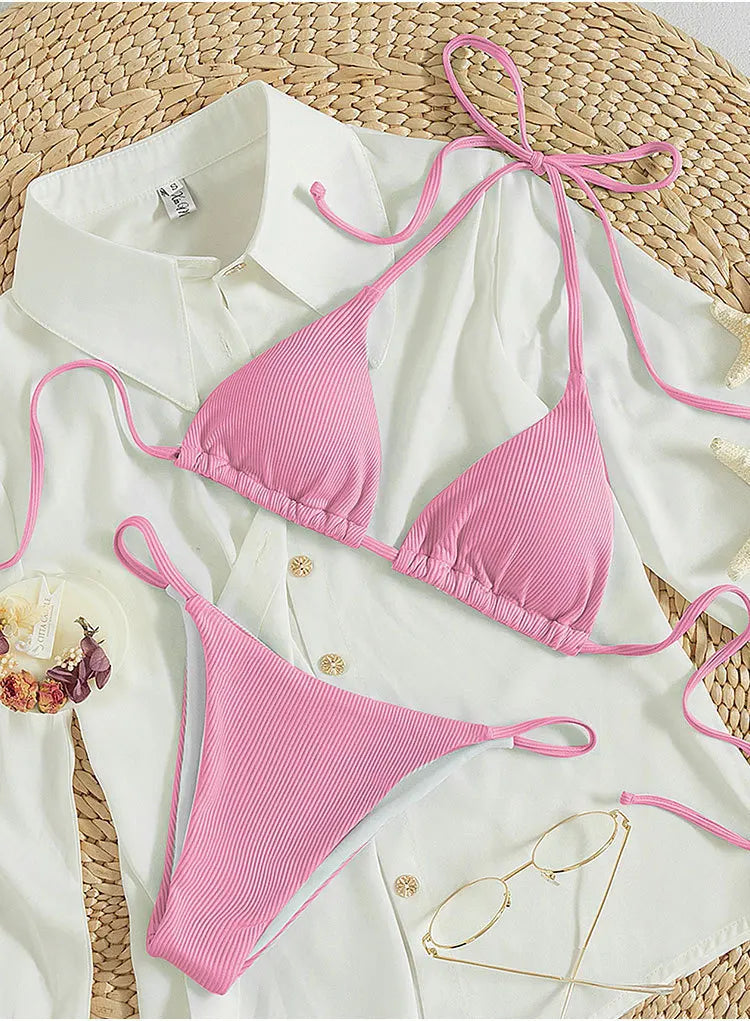 2026 New Bikini Set Pad Beach Triangle Swimwear Women XS-XL Maio Biquinis Swimsuit Tankini Femme Badpak Dames Mujer купаль - Matrix-studios.com