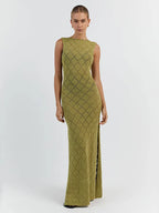 Sexy Cut Out Slit Knit Mesh Swimsuit Cover Up Pareo Tunic 2026 Summer Beach Maxi Dress Bikini Cover-ups Women Beachwear A2318 - Matrix Studios