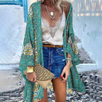 WeHello 2023 Summer Bohemian Casual Cloak Cardigan for Swimsuit woman Beach Swimwear Tops Long Sleeved Shawl Chiffon Shirt - Matrix Studios