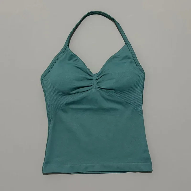 Women Solid Color Yoga Sports Tank Top Sleeveless Quick Dry Breathable Elastic Slim Fit Gym Workout Running Fitness Soft Skin - Matrix-studios.com