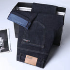 New Ice Silk Thin Denim Jeans For Men Blue Straight Stretch Cotton Pants Business Casual Lightweight Trousers Spring Summer - Matrix Studios