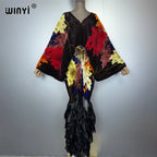 WINYI Pleated Elastic Loose Dress Beach Cover Up Abaya Dubai Luxury Party Dress Fashion Evening Dress Abaya Muslim Woman Kaftan - Matrix-studios.com
