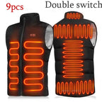 13 PCS Heated vest Jacket Fashion Men Women Coat Intelligent USB Electric Heating Thermal Warm Clothes Winter Heated Vest 열선조끼 - Matrix Studios