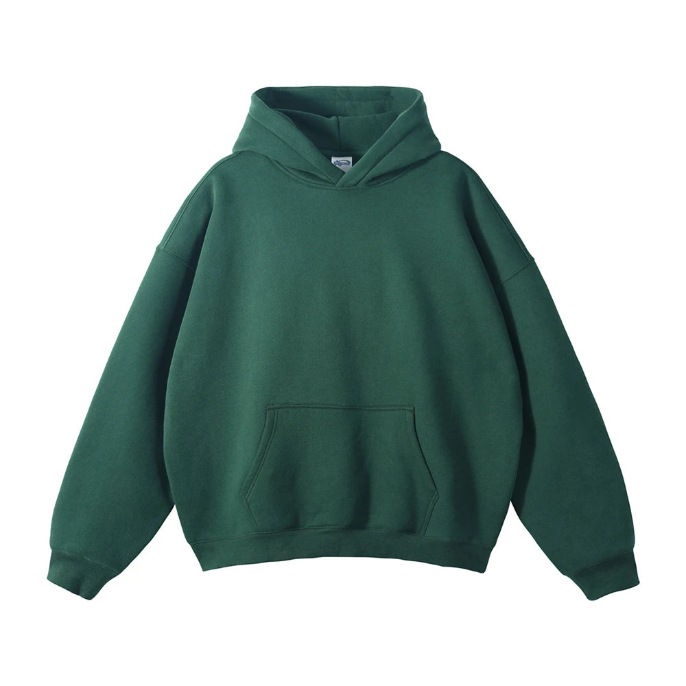 ZODF New Thick 350gsm Fleece Hooded Hoodies For Men Unisex Winter Oversized Loose Basic Solid Sweatshirts Pullovers Coats HY0631 - Matrix Studios