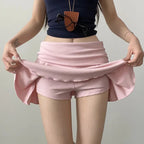 Waist-Flipping  Ruched Skirts Prevent Exposure Golf Sports Women Short Dress High Elasticity Athletic Short High Waist Skirt - Matrix-studios.com