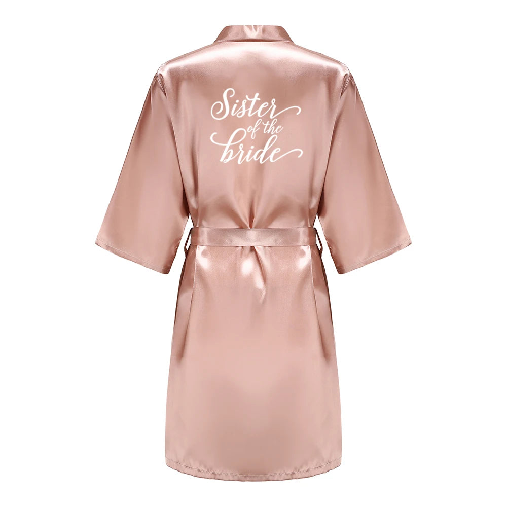 Rose Gold Satin Team Bride Bridesmaid Robe Wedding Bathrobe Gown Women Dressing Sleepwear Mother Maid of Honor Kimono - Matrix-studios.com