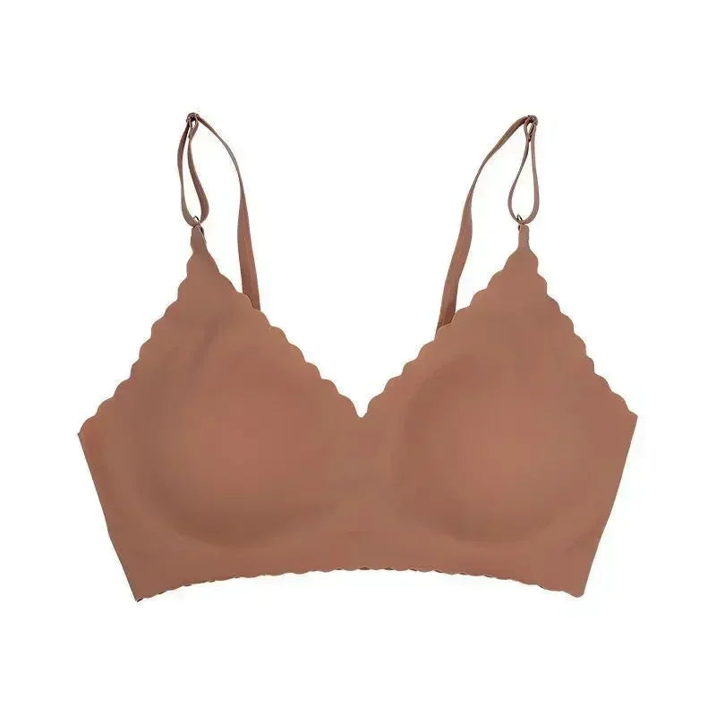 Hot Sale 6 Colors New Ice Silk Underwear Comfy Bra WireFree Padded Wavy Edge Invisible Yoga Wear Ladies Bra Seamless Women Bra - Matrix Studios
