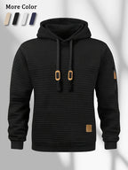 New Autumn Men's Hoodie Waffle Pattern Long Sleeve Sweatshirt Solid Color Casual Warm Pullover Outdoor Sportswear Men's Clothing - Matrix Studios