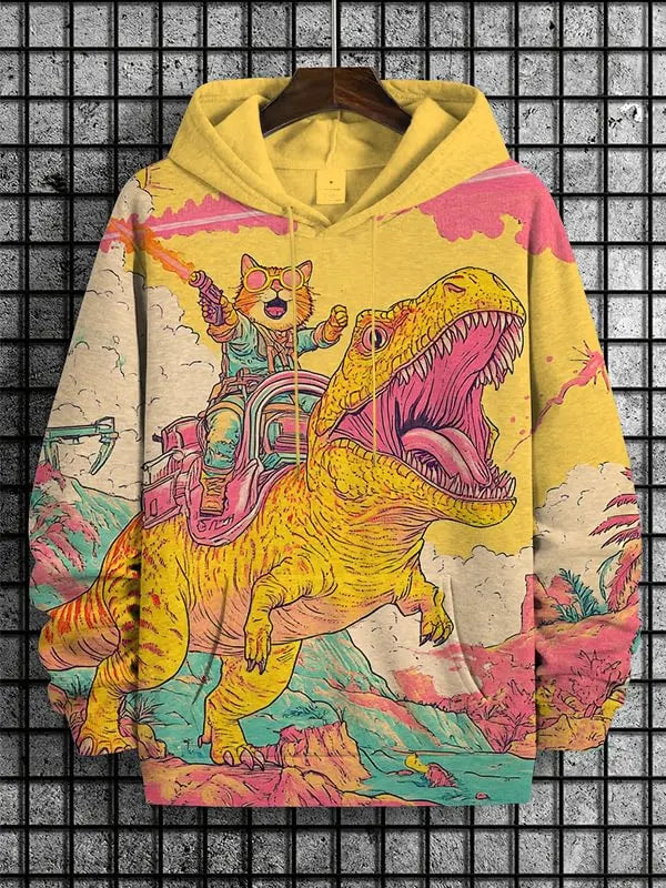 2026 Men's Hoodies Funny Cat Dinosaur UFO Art 3D Printed Cartoon Sweatshirt Men Women Tracksuit Oversized Casual Street Y2k Coat - Matrix Studios