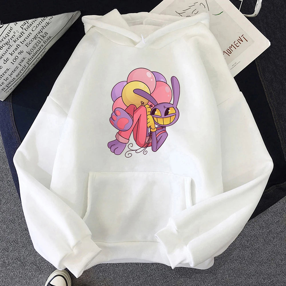 Digital Circus Jax Hoodie Fashion Women Aesthetic Graphic Kawaii Rabbit Hug Balloons Hoodies Unisex Cartoon Pullover Sweatshirts - Matrix Studios