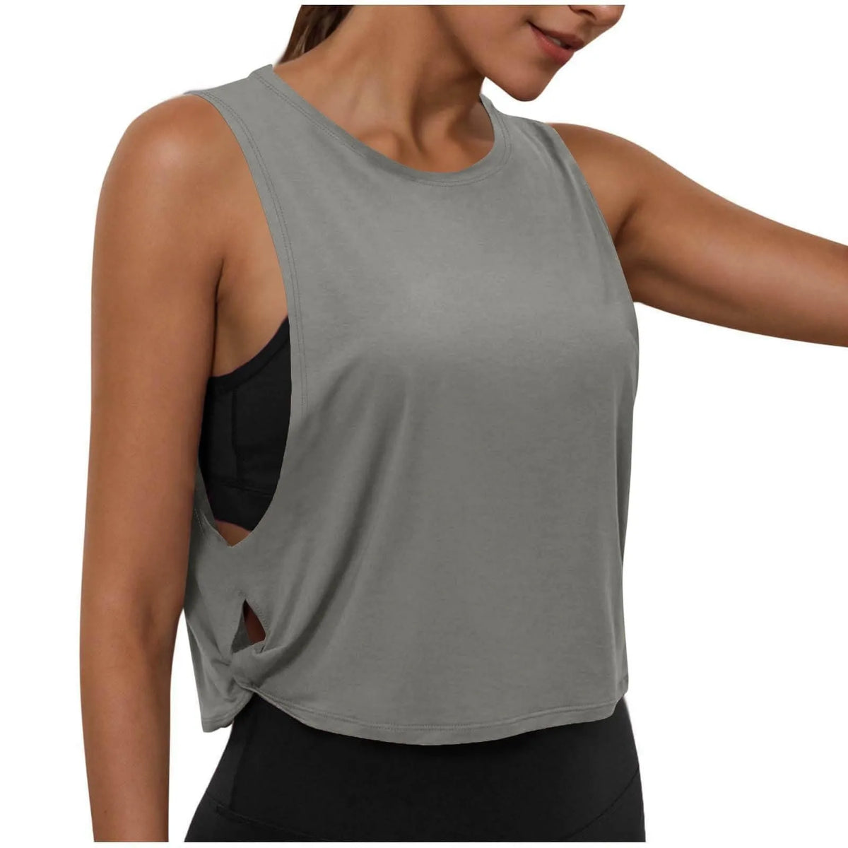 Women Sleeveless Yoga Tops Athletic Vest Breathable Blouse Cover Up Gym Workout Cool T-Shirt Running Short Tank Crop Top - Matrix-studios.com