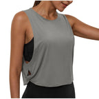 Women Sleeveless Yoga Tops Athletic Vest Breathable Blouse Cover Up Gym Workout Cool T-Shirt Running Short Tank Crop Top - Matrix-studios.com