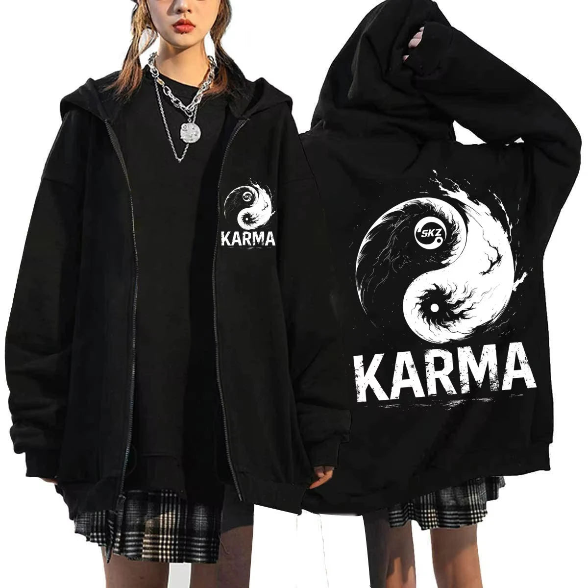 KPOP The 4th Album KARMA FELIX HAN BANGCHAN CHANGBIN HYUNJIN SEUNGMIN LEE KNOW Zip Up Women/Men Hoodie Sweatshirt Couple Clothes - Matrix Studios