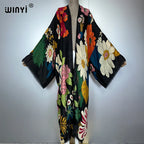 WINYI Africa Fashion Summer Kimono Maxi Dress Beach Cover Up Cardigan Abaya Muslim Woman Coat Boho Kaftan Beach Outfits Women - Matrix Studios