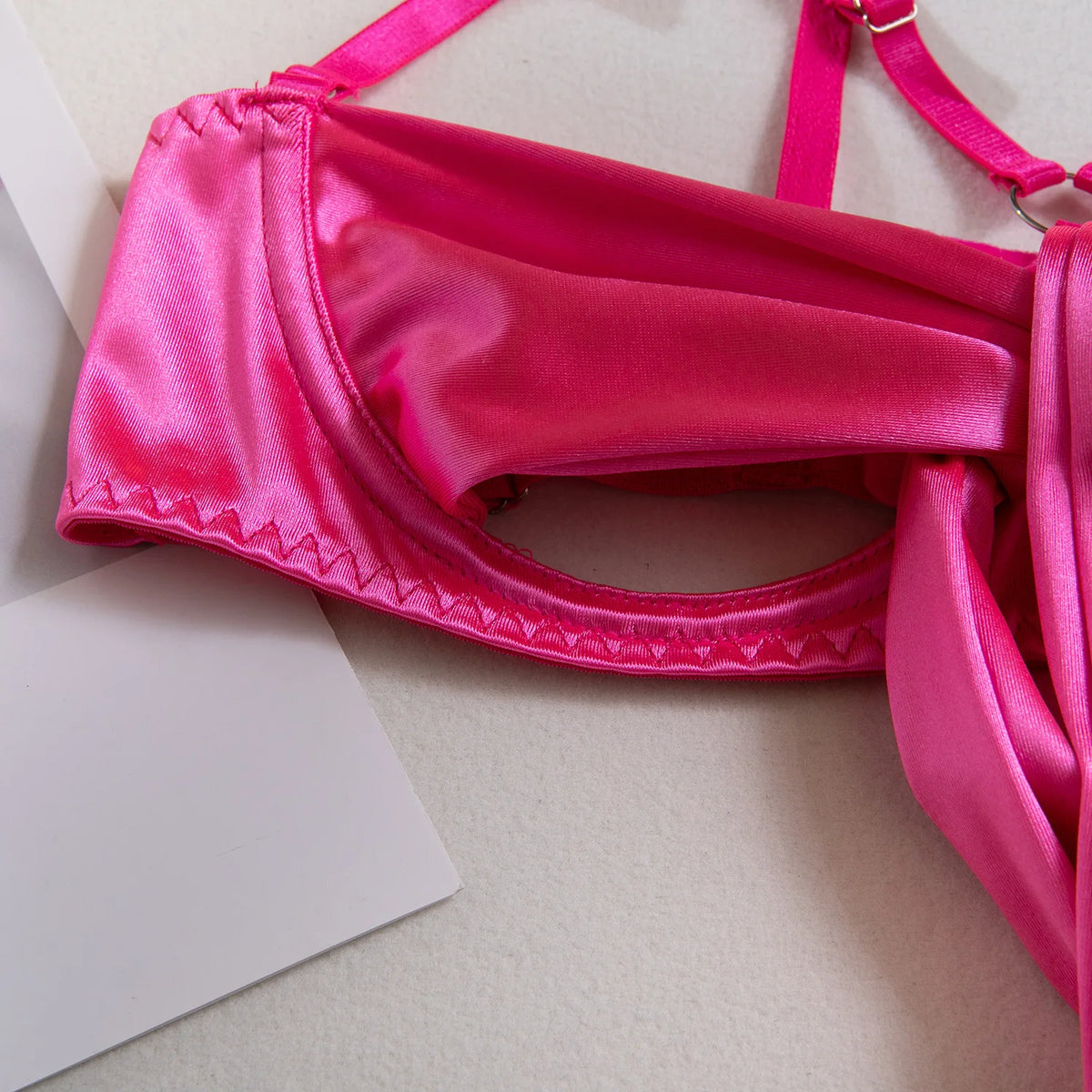 Sexy Solid Stain Lingerie Set Women's Hollow Out Bow Lace Up Exotic Apparel Suit Pure Desire Style Uniform Underwear Bra & Brief - Matrix-studios.com