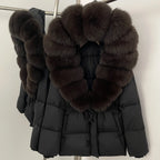 Reality Fur Jacket Real Fur Collar Duck Down Coat Female Winter Hooded Warm Fox Fur Coat Women Natural Raccoon Fur Puffer Jacket - Matrix Studios
