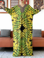2026 Long Sleeve Embroidered V-Neck Cotton Women Loose Abaya Boho Maxi Dress Casual Fashion Dress African Vestidos - Matrix-studios.com